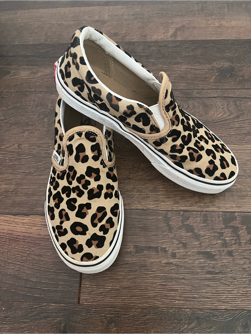 Vans Youth Leopard Slip-On Kids Shoes - Tan/Black Suede 3